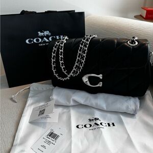 Coach Black Silver Quilted Shoulder Bag